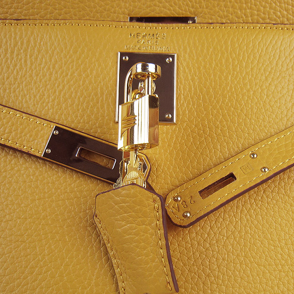 High Quality Hermes Kelly 35CM Togo Leather Bag Yellow 6308 - Click Image to Close